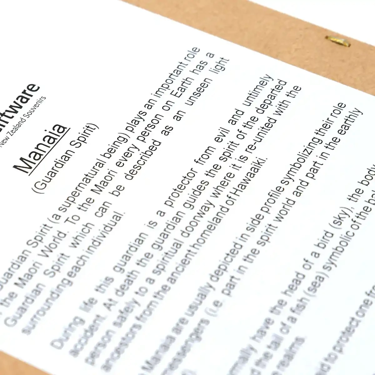 Small framed Māori manaia