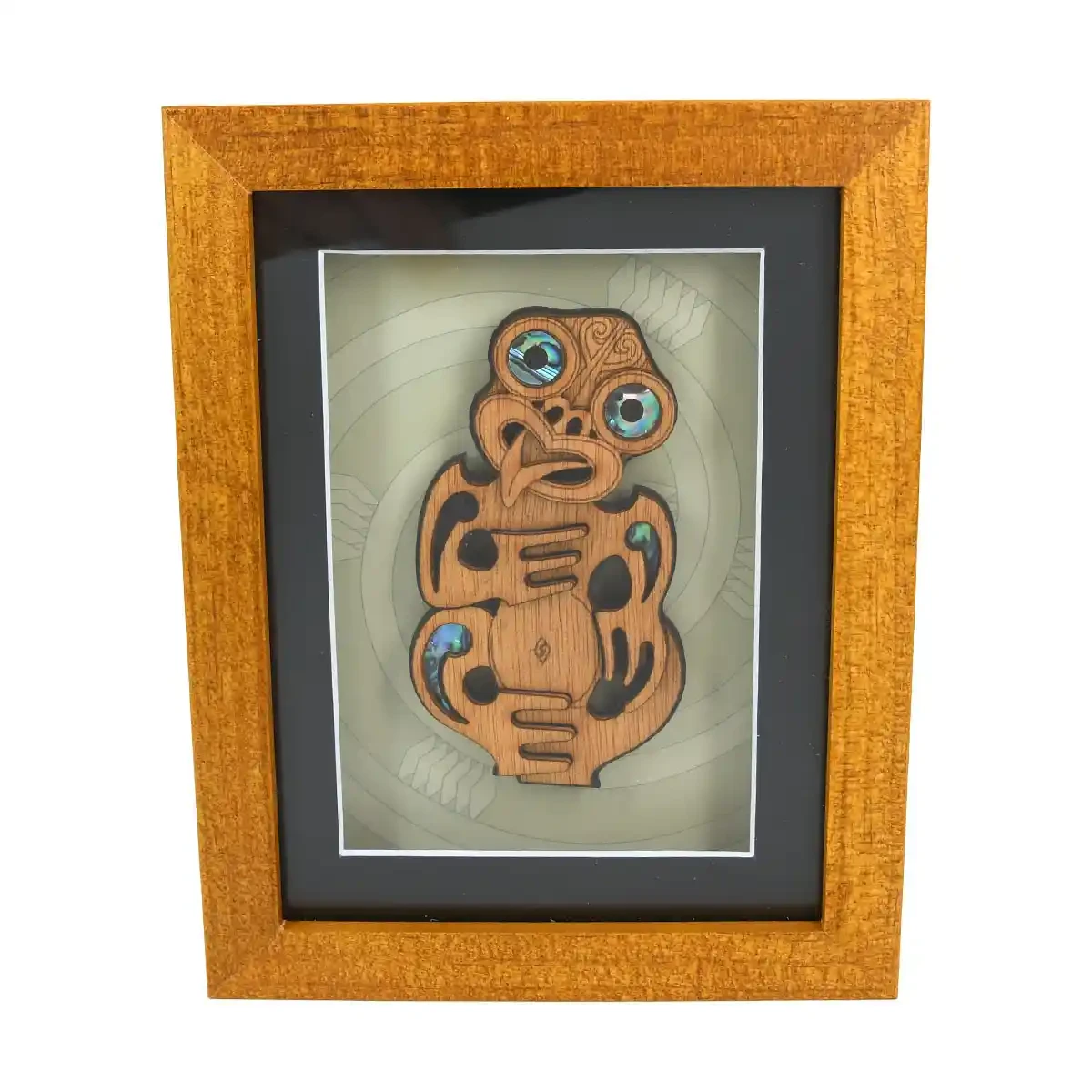 Contemporary Māori art. Framed Māori tiki, medium