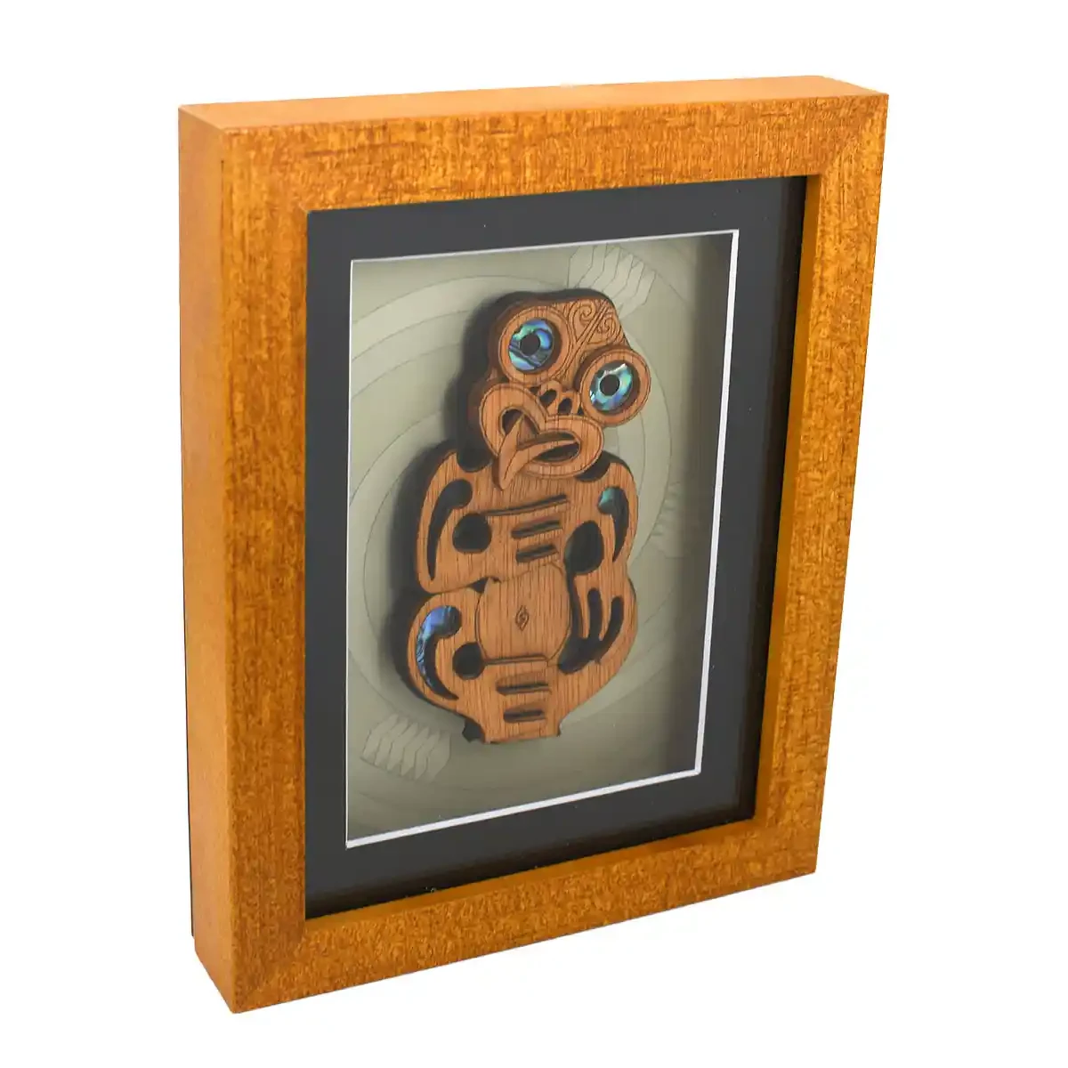 Contemporary Māori art. Framed Māori tiki, medium
