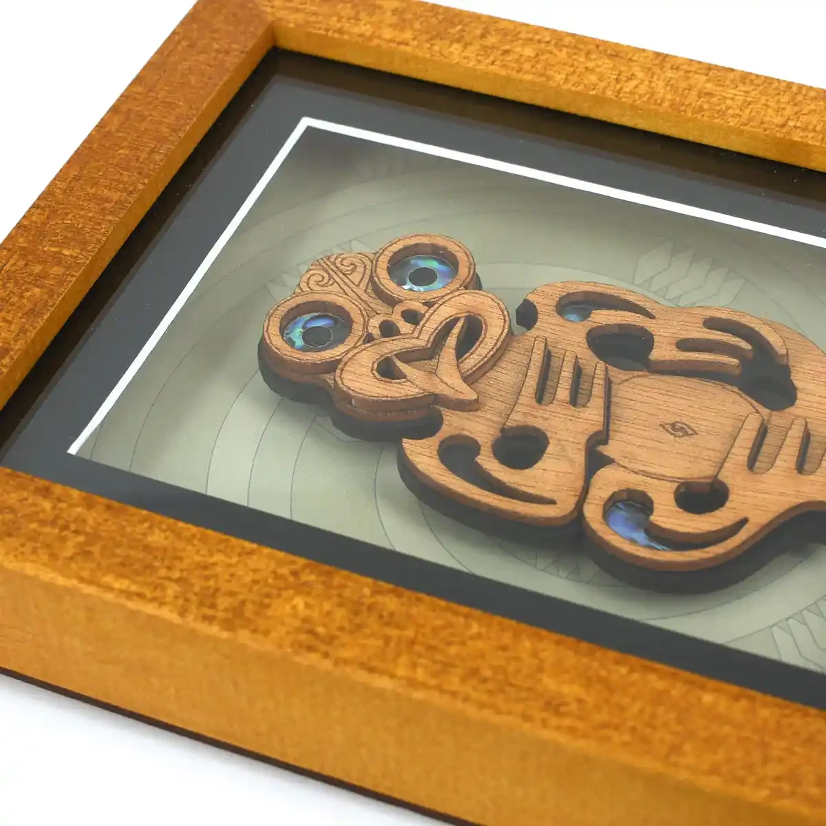 Contemporary Māori art. Framed Māori tiki, medium